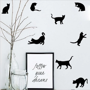 Modern Minimalist Cats Silhouette Wall Stickers Waterproof PVC Frosted Matte Animal Decals For Living Room Bedroom Decor