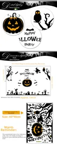 Detailed sheet layout of 3D Halloween wall stickers featuring pumpkins and witch motifs