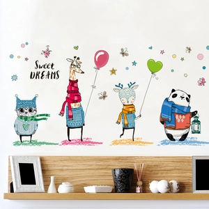 Cartoon Animals Wall Sticker Waterproof PVC Decals For Kids Room Nursery Bedroom Sweet Dreams Kindergarten Home Decor