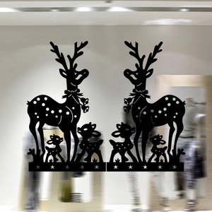 Pegatinas de pared de renos navideños con campanas festivas y bases de estrellas