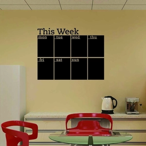 Detail view of Weekly Planner Chalkboard Wall Sticker on wall for office schedule planning