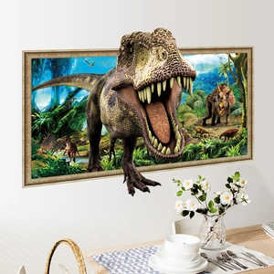 3D T-Rex Dinosaurier Wandtattoo Abnehmbares PVC Dekor Gebrochene Wand Effekt Wandbild Für Kinderzimmer Schlafzimmer Wohnzimmer
