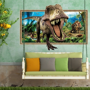 3D Dinosaurier Wandtattoo mit T-Rex Durchbruch Design für Schlafzimmer Dekoration
