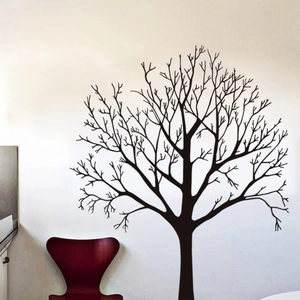 Grande adesivo murale a forma di albero nero in PVC per decorazione d'interni moderna