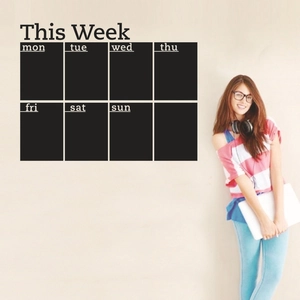 This Week Weekly Planner Chalkboard Wall Sticker Removable Black White PVC Decal For Office Home Kitchen Organization Decor