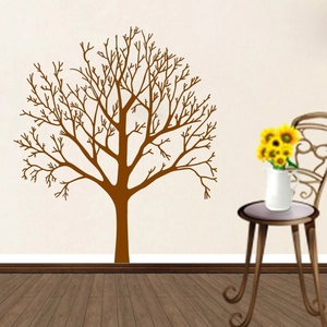 Grande adesivo murale albero marrone scuro con rami dettagliati per decorazione casa