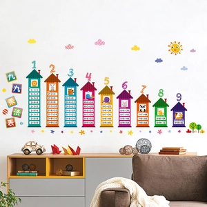 Colorful house-shaped multiplication table wall stickers for nursery and playroom decor