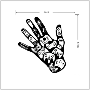 Detail showing game controller collage wall sticker dimensions 57cm by 67cm