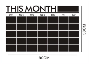 Calendrier mensuel mural noir minimaliste 90x58cm pour décoration bureau et maison