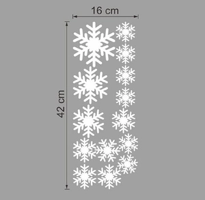 White Christmas snowflake PVC window stickers measuring 16x42cm for holiday wall decor