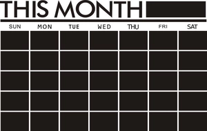Détail d'un autocollant mural calendrier mensuel noir avec grille blanche pour bureau