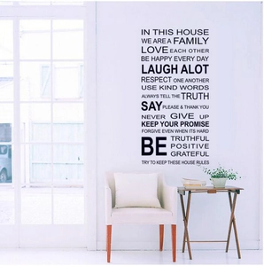 Dans Cette Maison Nous Sommes Une Famille Règles De La Maison Citations Sticker Mural Amovible PVC Vinyle Décalcomanie Pour Salon Chambre