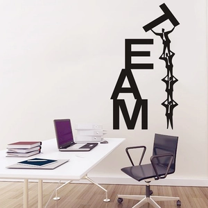 Minimalist black TEAM wall sticker with silhouettes for office and study room decor