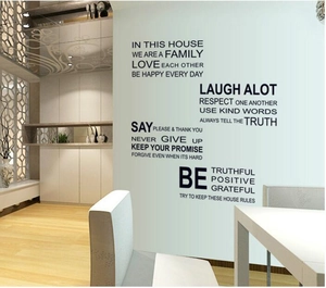 Sticker mural We Are Family House Rules inspirant pour une décoration d'intérieur moderne