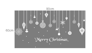 Christmas wall decal dimensions 90x60cm showing snowflakes and deer patterns for window decor