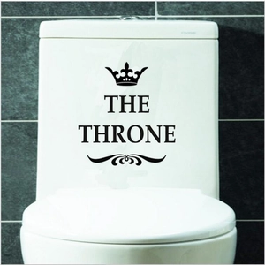 The Throne Crown Lettering Toilet Sticker Waterproof Black PVC Bathroom Decoration Wall Decal Creative Home Accessory