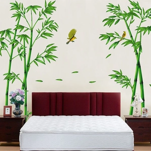 Stickers muraux bambou et oiseaux pour la décoration du salon et de la chambre à coucher