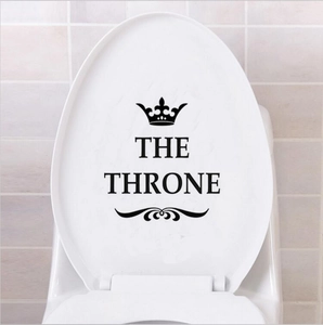 Waterproof PVC toilet sticker with THE THRONE crown design for bathroom decoration