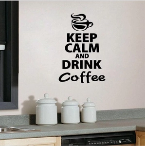 Adesivo da Parete Keep Calm And Drink Coffee PVC Impermeabile Tazza di Caffè Decalcomania per Cucina Caffè Casa Decor