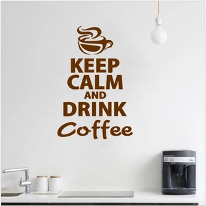 Adesivo murale tazzina di caffè con testo KEEP CALM AND DRINK Coffee per cucina