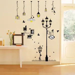 Modern Minimalist PVC Wall Sticker Artistic Chandelier Birdcage Silhouette Waterproof Wall Decal For Living Room Decor