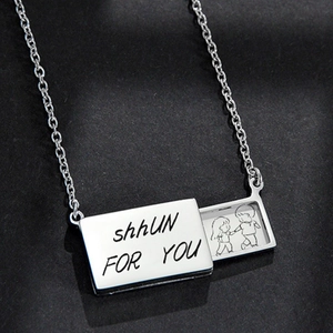 Minimalistische Edelstahl Ausziehbarer Briefumschlag Anhänger Halskette Für Damen Gold Silber Roségold Galvanisiert Foto Schmuck