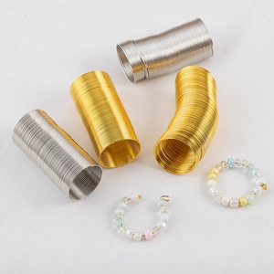 Alambre de acero con memoria dorado y plateado para hacer joyas DIY y anillos de cuentas