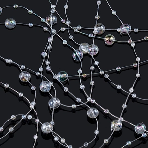 Catena di perle in ABS trasparenti iridescenti di varie dimensioni per decorazioni fai-da-te