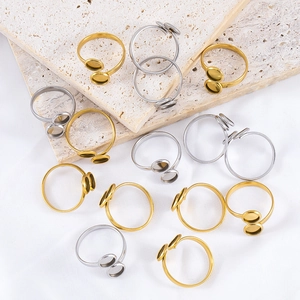 Edelstahl Verstellbare Ringbasis Doppel Rundes Tablett Rohling Einstellung Für DIY Schmuckherstellung Künstlerisch Retro Handwerk Schmuck