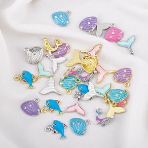 Colgantes de Océano de Aleación de Esmalte Cola de Ballena Concha Pez Charms Para DIY Collar Pulsera Joyería de Mujer