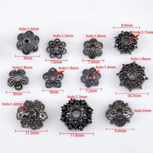 Gunmetal flower spacer beads in various petal shapes for DIY jewelry making