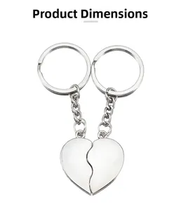 Detailed view of silver heart-shaped puzzle keychains showing product size and polished metal