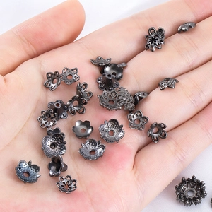 Gunmetal alloy flower bead caps assortment for DIY jewelry making and bracelet findings