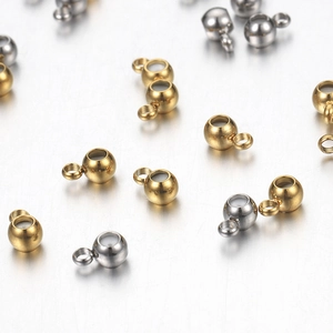 4mm stainless steel adjustable slider beads with silicone insert and ring loop for DIY jewelry