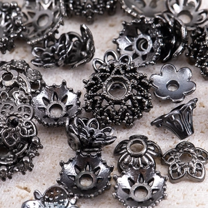 Gun black alloy bead caps and spacers for Chinese style DIY jewelry making