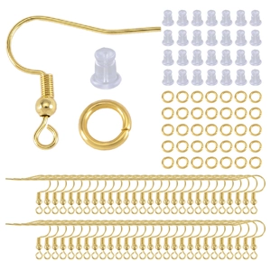 Composants de Fabrication de Bijoux DIY Crochets d'Oreilles en Acier Inoxydable Anneaux Ouverts Fermoirs en Silicone Kit d'Accessoires