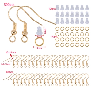 Kit DIY bijoux 500pcs avec crochets d'oreilles dorés, fermoirs silicone et anneaux