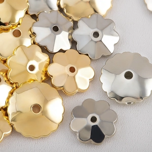 Gold and silver CCB plastic flower bead caps spacers for DIY jewelry making accessories