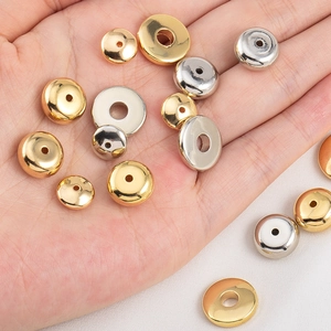 Polierte flache runde CCB-Abstandshalter in Gold und Silber für DIY-Schmuckherstellung