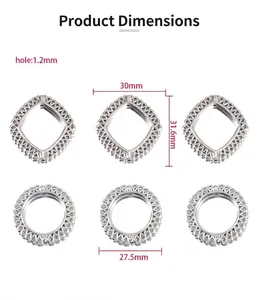 Detailed size specifications for hollow geometric CCB beads with 1.2mm hole measurements