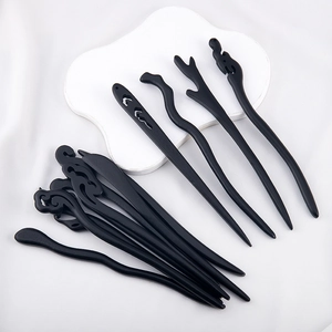 Vintage Black Wood Hair Stick For Women Chinese Style Ebony Hairpin Elegant Cloud Carved Hair Styling Accessory Gift