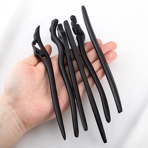 Set of 6 minimalist black wooden hair sticks for elegant bun hairstyles and Hanfu styling