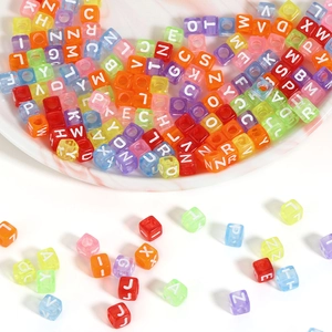 6mm colorful translucent acrylic alphabet cube beads for DIY jewelry and bracelet making