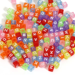 Colorful 6mm acrylic alphabet cube beads for DIY jewelry making and craft supplies