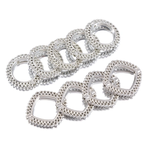 Silver hollowed geometric beads with ornate lace edges for DIY jewelry making