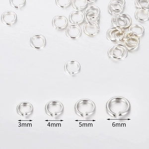 Anillas abiertas de plata S925 en tamaños 3mm 4mm 5mm 6mm para crear bisutería