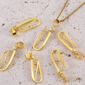 Copper Pendant Bail Connector With Rhinestone Gold Silver Plated U Shape DIY Jewelry Making Craft Findings Clasp For Necklaces