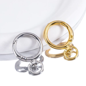 Zinc Alloy Swivel Spring Ring Snap Hook Round Clasp DIY Keychain Luggage Bag Accessory Jewelry Finding Electroplated Connector Gold Silver