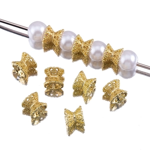 14k vergoldete hohle Schleifenblume Perlenkappe für DIY Schmuck Armband Design