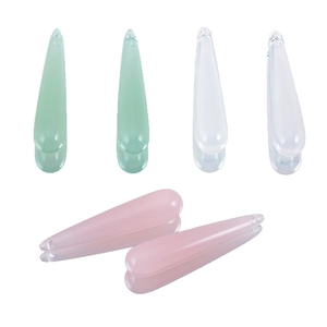 Long teardrop acrylic resin beads in clear, pale green, and soft pink for DIY hair accessories